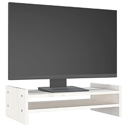 Avis vidaXL Support de moniteur Blanc 50x27x15 cm Bois de pin solide