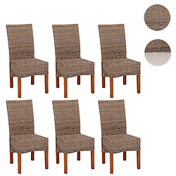 Mendler Lot de 6 chaises M44 salle à manger, rotin kubu/bois, 47x52x97cm ~ sans coussins