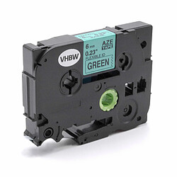 vhbw Cassette de ruban d'écriture 6mm noir sur vert fléxible pour imprimante Brother P-Touch 1000, 1000BTS, 1000F, 1005, 1005BTS, 1005F, 1005FB