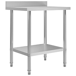 Helloshop26 Table de travail de cuisine avec dosseret 80 x 60 x 93 cm acier inoxydable 02_0001909