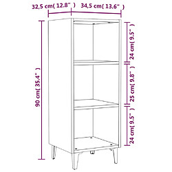 vidaXL Buffet sonoma gris 34,5x32,5x90 cm bois d'ingénierie pas cher