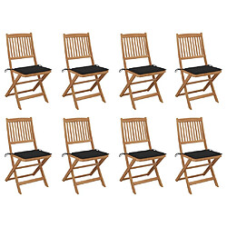 vidaXL Chaises pliables d'extérieur et coussins lot de 8 Bois d'acacia