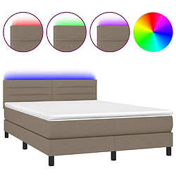 Sommier à lattes LED,Cadre à lattes de lit avec matelas pour Adulte Taupe 140x200 cm Tissu -MN59422