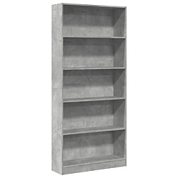 vidaXL Bibliothèque gris béton 80x24x176 cm bois d'ingénierie