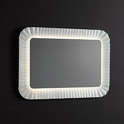 Kiamami Valentina MIROIR AVEC CADRE EN VERRE MOULÉ ONDULÉ BLANC ET ÉCLAIRAGE À LED 94X68