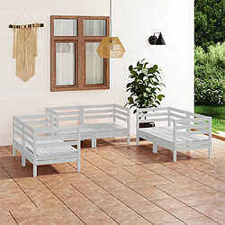 Maison Chic Salon de jardin 6 pcs - Table et chaises d'extérieur - Mobilier/Meubles de jardin Moderne Blanc Bois de pin massif -MN55127