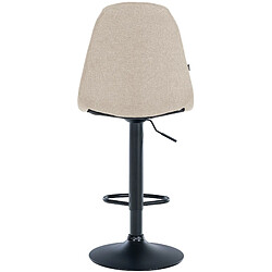 Decoshop26 Tabouret de bar x1 avec repose-pieds hauteur réglable pivotant assise en tissu crème cadre métallique noir 10_0004838