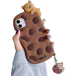 Universal Étui au téléphone pour iPhone 7 Plus / 8 Plus, cookie brun 3D super mignon avec ours allongé sur le haut de couverture en caoutchouc en gel en silicone en haut,