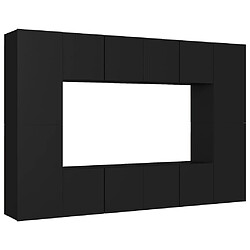 Maison Chic Ensemble de meubles TV 8 pcs | Banc TV Moderne pour salon | Meuble de Rangement - Noir Aggloméré -MN36191