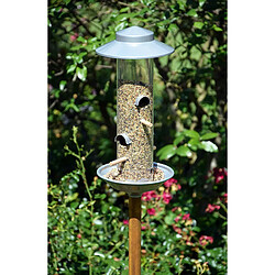 Avis Luxus-Vogelhaus 28820 Mangeoire pour oiseaux en colonne avec support en bois - design argenté exclusif - 33 cm