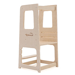 Tour d'Apprentissage Montessori Robincool Evolutive 40x44x90 cm en Bois Éco avec Hauteur Réglable et Barre de Sécurité