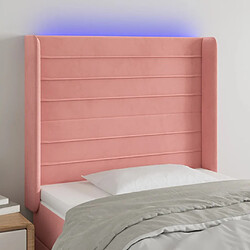 Maison Chic Tête de lit scandinave à LED,meuble de chambre Rose 93x16x118/128 cm Velours -MN28762