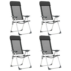 vidaXL Chaises pliables de camping 4 pcs Noir Aluminium