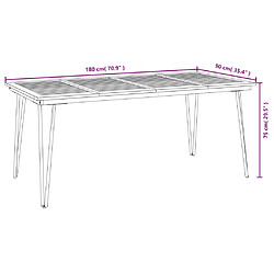 vidaXL Table de jardin avec pieds épingle à cheveux 180x90x75 acacia pas cher