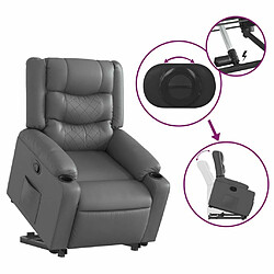 Maison Chic Fauteuil Relax pour salon, Fauteuil inclinable Gris Similicuir -GKD81085 pas cher