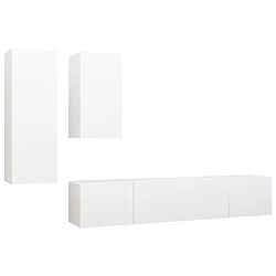 vidaXL Ensemble de meubles TV 4 pcs Blanc Bois d'ingénierie