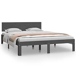 vidaXL Cadre de lit sans matelas bois massif de pin gris 140x200 cm