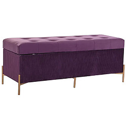 Pegane Banquette Coffre en MDF et velours coloris Pourpre et pieds doré - Longueur 115 x Profondeur 43 x Hauteur 46 cm