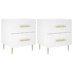 vidaXL Tables de chevet 2 pcs blanc 40x35x47,5 cm bois d’ingénierie