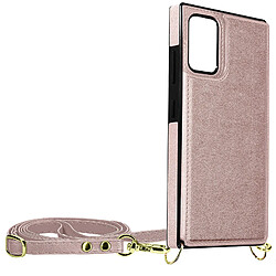 Avizar Coque Cordon Samsung S20 FE avec Porte-cartes Support Vidéo Lanière rose gold