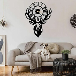 DEKORY Cerf Horloge Murale en Métal 81x61 cm