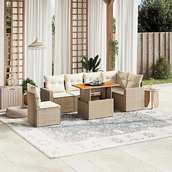 vidaXL Salon de jardin avec coussins 7 pcs beige résine tressée