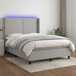 Sommier à lattes et matelas LED,Cadre à lattes de lit pour Adulte Gris clair 140x200 cm Tissu -MN63519