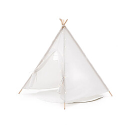 Tipi d'Enfant Montessori Robincool Koda 120x120x150 cm Pliable Usage Intérieur Extérieur en Tissu Blanc Lumières Tapis