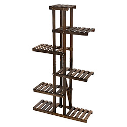 ML DESIGN MODERN LIVING Étagère à fleurs bois marron carbonisé rangement 6 niveaux support de pot salon