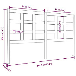 vidaXL Tête de lit 165,5x4x100 cm Bois massif de pin pas cher