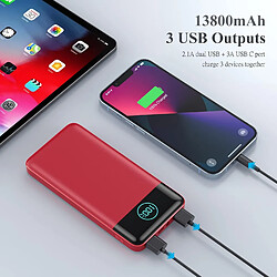 SANAG Batterie Externe 13800Mah, [Ultra Mince Mais Puissant] Power Bank Usb C 3A In & Out Chargeur Portable Avec Affichage Led Et Lampe De Poche Batterie Portable Pour Iphone Samsung Huawei - Rouge Rubis pas cher