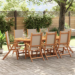 vidaXL Ensemble à manger de jardin 9pcs bois d'acacia solide textilène