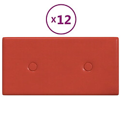 vidaXL Panneaux muraux 12 pcs Rouge 30x15 cm Similicuir 0,54 m²