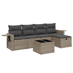 vidaXL Salon de jardin 6 pcs avec coussins gris résine tressée