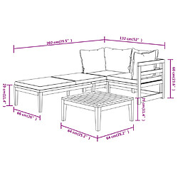 vidaXL Salon de jardin 3 pcs avec coussins gris foncé Bois d'acacia pas cher