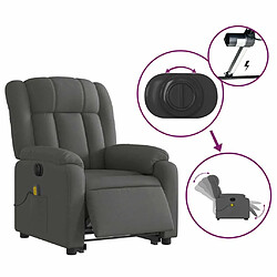 Maison Chic Fauteuil Relax pour salon, Fauteuil inclinable de massage électrique Gris foncé Tissu -GKD77592 pas cher