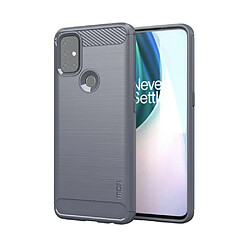 Mofi Coque en TPU fibre de carbone brossée gris pour votre OnePlus Nord N10 5G