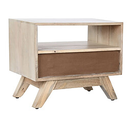 Avis Pegane Table de nuit, table de chevet en bois coloris blanc, naturel - longueur 55 x profondeur 35 x Hauteur 45 cm