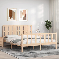 Maison Chic Lit adulte - Cadre Structure de lit avec tête de lit Contemporain king size bois massif -MN42100