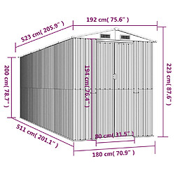 Helloshop26 Abri de jardin cabane cabanon maison de stockage remise extérieur hangar outils robuste 192 x 523 x 223 cm acier galvanisé anthracite 02_0022200 pas cher