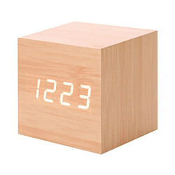 Wewoo Réveils Multicolore Sons En Bois De Contrôle Horloge Moderne Numérique LED Bureau Réveil Thermomètre Minuterie Blanc