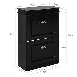 SoBuy FSR78-SCH Meuble de Rangement à Chaussures Armoire à Chaussures Commode à Chaussures 2 abattants