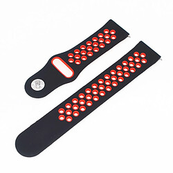 Bracelet en silicone creux 20mm bicolore noir/rouge pour votre Garmin Forerunner 645 Music/Vivoactive 3/Vivomove HR