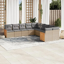 Maison Chic Salon de jardin avec coussins 10 pcs | Ensemble de Table et chaises | Mobilier d'Extérieur beige résine tressée -GKD31277