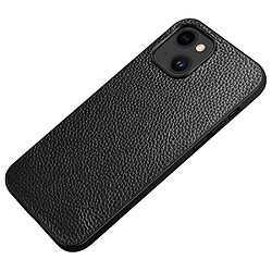 Coque en TPU + cuir véritable Anti-empreintes, texture litchi pour votre iPhone 14 - noir