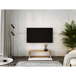 Avis 3XELIVING Meuble TV suspendu, D: l : 100 cm, H : 34 cm, P : 32 cm CHÊNE WOTAN/BLANC BRILLANT