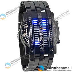 Universal Personnalité de mode Montre de toute l'humanité Bracelet militaire binaire en acier Bleu Montre de sport Montre Homme Montre Cadeau | |