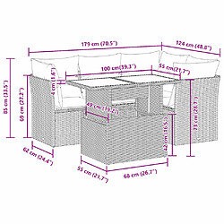 vidaXL Salon de jardin avec coussins 5 pcs beige résine tressée pas cher