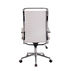 Acheter Decoshop26 Chaise fauteuil de bureau avec accoudoirs siège pivotant en métal chromé et PVC blanc 10_0002371