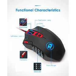 Universal Souris de gaming haute précision 12400 ppp 18 boutons programmable grande machine de jeux laser souris avec poids LED rétroéclairage PC | Mouse (noir) pas cher